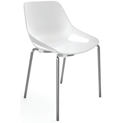 Chaise 4 Pieds Chromés Avec Assise Polypropylène Blanc Crème
