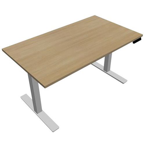 Bureau Motorisé L140xp80 Cm Ép.25 Mm Chêne Clair/blanc