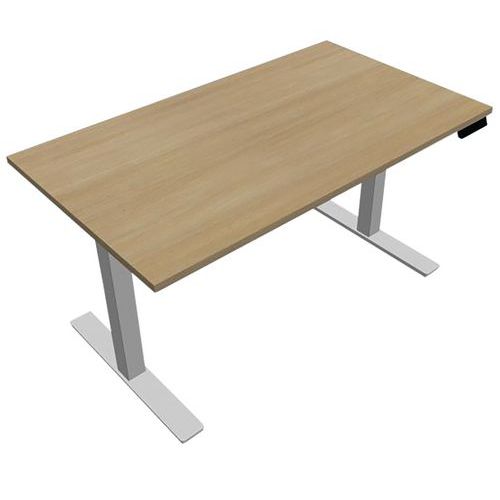 Bureau Motorisé L180xp80 Cm Ép.25 Mm Chêne Clair/blanc