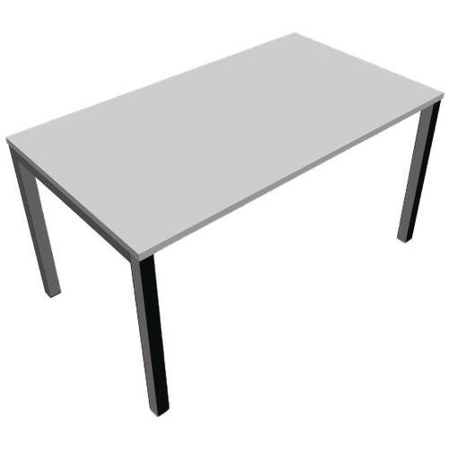 Bureau Pied Carré L160xp80 Cm Ã‰p.25mm Blanc/gris Alu