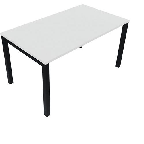 Bureau Pied Carré L160xp80 Cm Ã‰p.25mm Blanc/noir