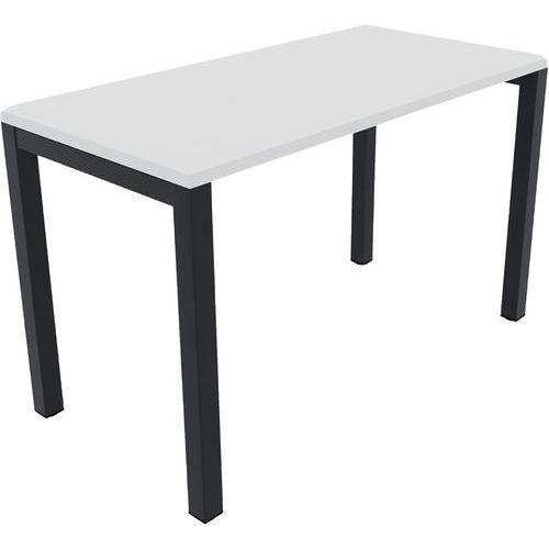 Bureau Pied Carré L120xp80 Cm Ã‰p.25mm Blanc/noir