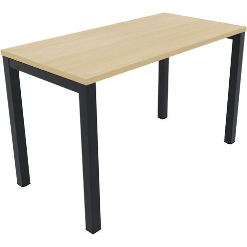 Bureau Pied Carré L120xp80 Cm Ép.25mm Chêne Clair/noir