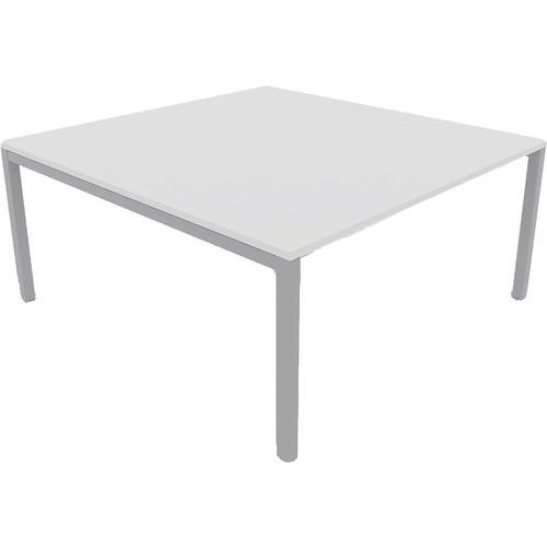 Bureau Pied Carré L140xp165 Ã‰p.25 Mm Blanc/gris Alu