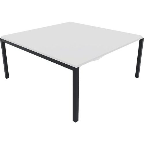 Bureau Pied Carré L140xp165 Ã‰p.25 Mm Blanc/noir