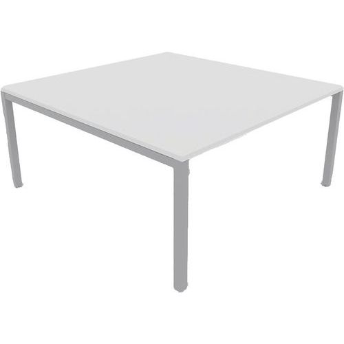 Bureau Pied Carré L160xp165 Ã‰p.25 Mm Blanc/gris Alu