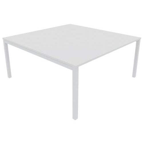 Bureau Pied Carré L160xp165 Ã‰p.25 Mm Chêne Blanc/blanc
