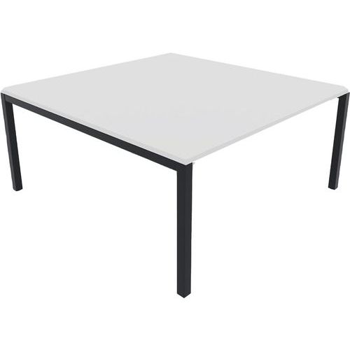 Bureau Pied Carré L160xp165 Ã‰p.25 Mm Blanc/noir