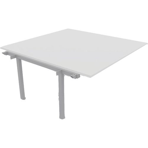 Bureau L160xp165 Cm Ã‰p.25mm Pied Carré Blanc/gris Alu