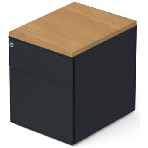 Caisson Mobile 2 Tiroirs L42xp533xh505cm Gris/hêtre