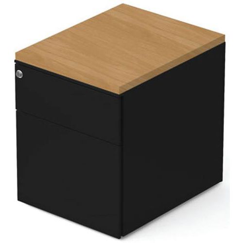 Caisson Mobile 2 Tiroirs L42xp533xh505cm Noir/hêtre