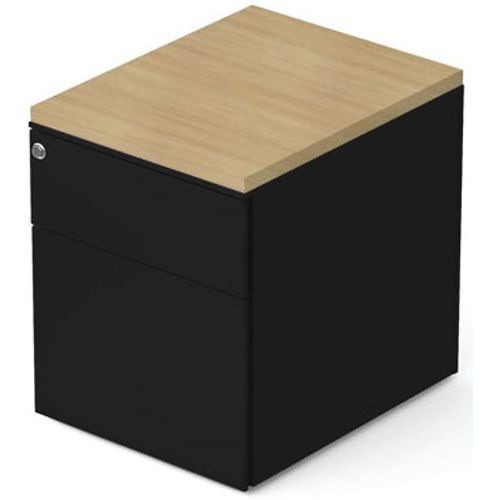 Caisson Mobile 2 Tiroirs L42xp533xh505cm Noir/chêne Clair