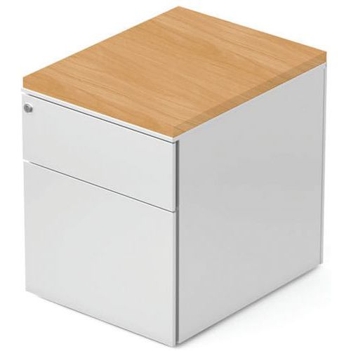 Caisson Mobile 2 Tiroirs L42xp533xh505cm Blanc/hêtre