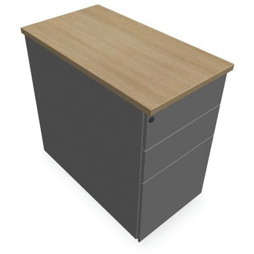 Caisson 3 Tiroirs P.80cm L.432cm H.73cm Alu/chêne Clair