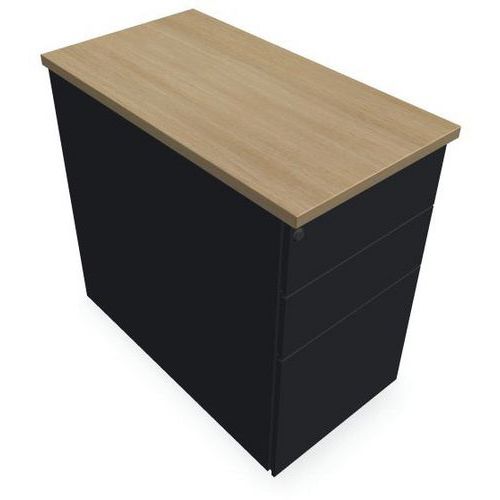 Caisson 3 Tiroirs P.80cm L.432cm H.73cm Gris/chêne Clair