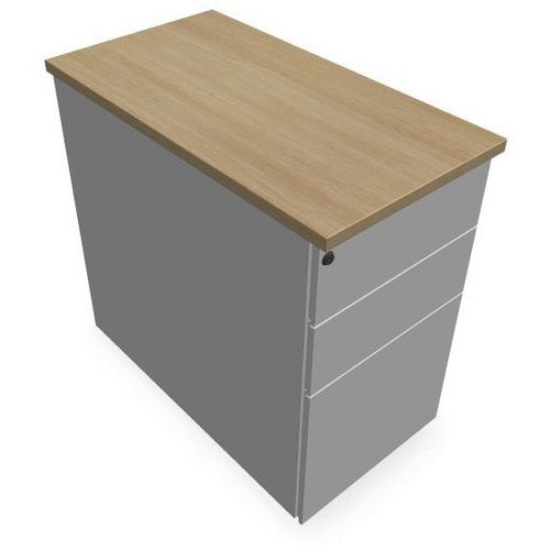 Caisson 3 Tiroirs P.80cm L.432cm H.73cm Blanc/chêne Clair