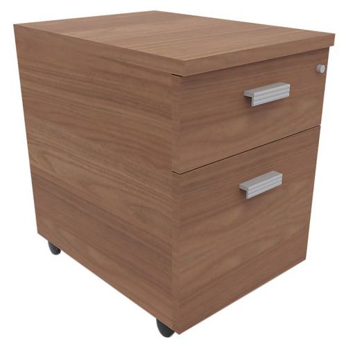 Caisson Mobile à 2 Tiroirs L42xp555xh587 Cm Noyer Ambré