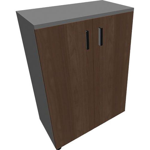 Armoire 2 Portes Battantes L800xh1135xp432mm Alu/noyer Ambré