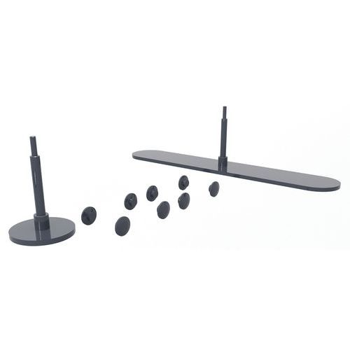 Jeu De 2 Pieds Fixes Rond Avec Stabilisateur Gris Anthracite