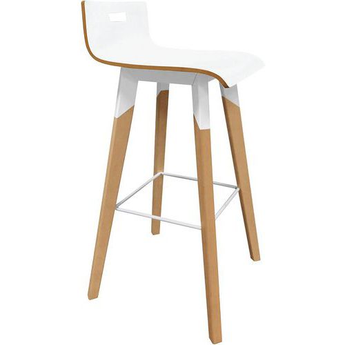 Tabouret Blanc Avec Pieds En Bois Hêtre Naturel