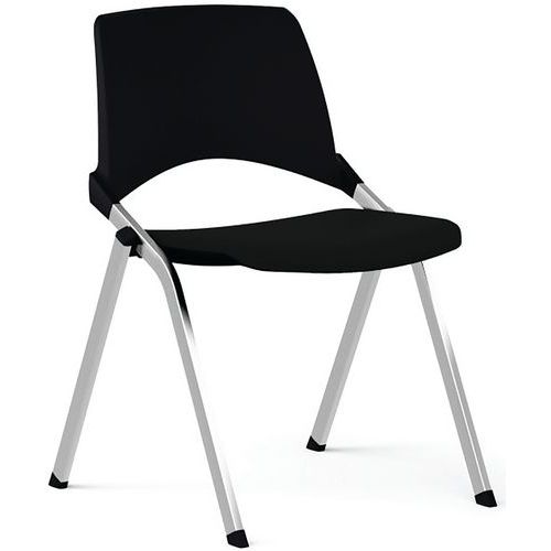 Chaise 4 Pieds Fixes Avec Assise Tapissée Noire