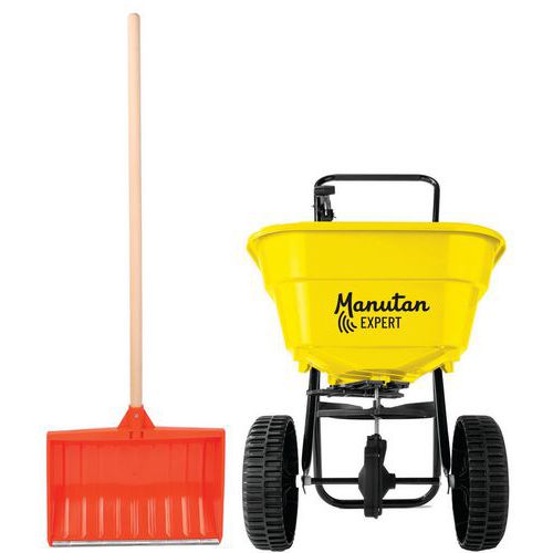 Kit : Epandeur À Roues Plastiques 30l + Poussoir À Neige