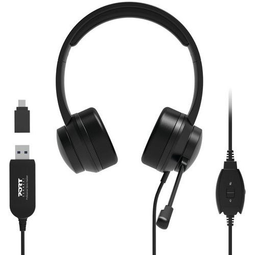 CASQUE PORT CONNECT STEREO USB DE BUREAU AVEC MICROPHONE