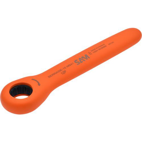 SAM - Clé à fourche à cliquet 1 tête isolée 1000V - 19 mm - Acier - Réversible