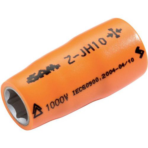 SAM - Douille courte 3/8'' isolée 1000V 6 pans 7 mm - Longueur 20 mm - Norme ISO 1711-1