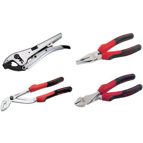 SAM - Jeu de 4 pinces multiprises universelles coupantes et étau - Finition chromée - 1.4 kg
