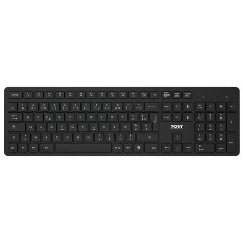 Port Connect - Ensemble Clavier Souris Sans Fil MEDIUM AZERTY Noir - USB - Compatible Windows Mac Android