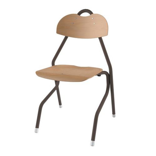 Chaise Tempo AST coque bois naturel piètement alu Mobidecor