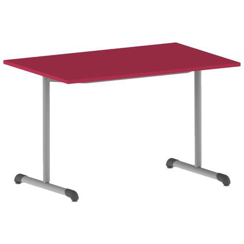 Mobidecor - Table Bandana 120x80cm T6 Stratifié Cerise Gris - Usage Collectivité - Éco-responsable