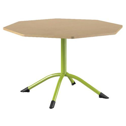 Table Sara Octog Ø 120 Fixe T6 Strat Pc Hêtre Miel- Vert