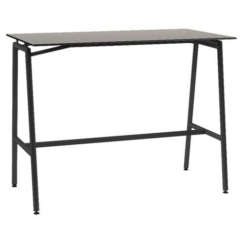 Mobidecor - Mange-debout Ella 140x80cm - Blanc Craie Noir - Hauteur 110cm - Éco-responsable