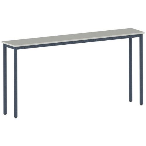 Mobidecor - Mange-debout Lyra 220x40 cm ht 110 cm stratifié gris perle/noir - 4 pieds acier noir - Éco-responsable