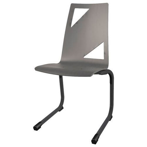 Mobidecor - Chaise Galla AST T6 - Bois Gris Alu Noir Sablé - Empilable & Éco-responsable - Usage Collectivité