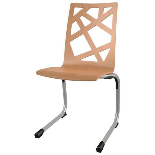 Mobidecor - Chaise Galla AST T6 Mozaik Bois Naturel Alu - Empilable et Éco-responsable - Idéale Collectivité