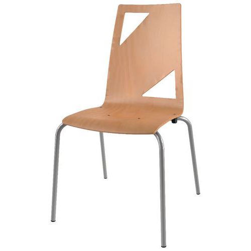 Mobidecor - Chaise Ixia T6 4 pieds bois naturel Hêtre - Empilable - Usage Collectivité - Éco-responsable