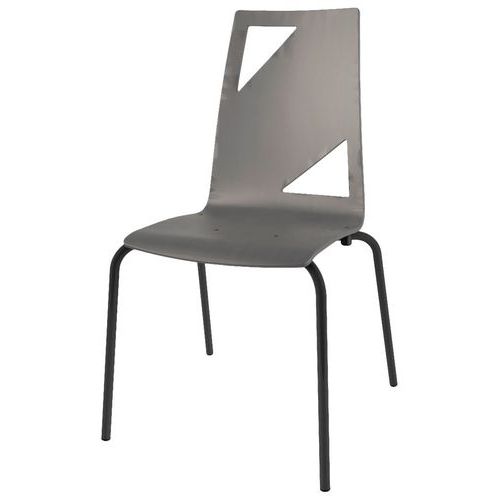Mobidecor - Chaise Ixia 4 pieds T6 Moda Bois Gris - Empilable, Éco-responsable, 10 ans Garantie