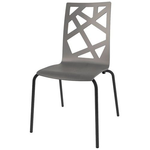 Chaise Ixia 4 Pieds T6 Coque Mozaik Bois Gris - Noir Sablé