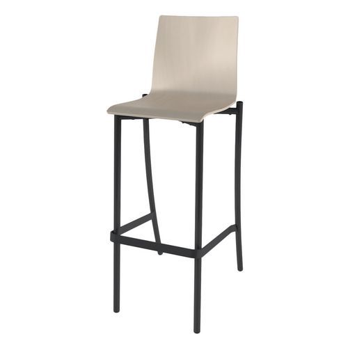 Mobidecor - Tabouret haut Best 4 pieds - Assise Bois Blanc 80 cm - Piétement Noir Acier - Éco-responsable