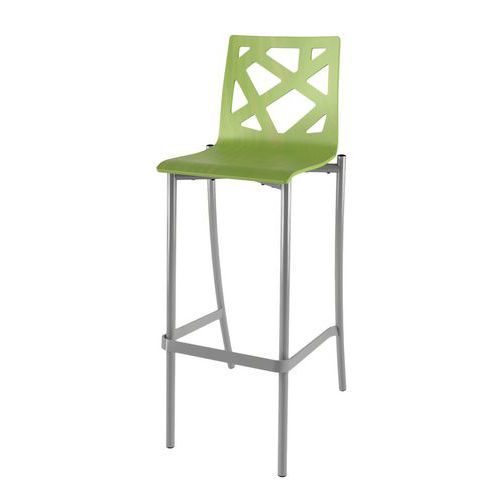 Mobidecor - Tabouret haut Best 4 pieds - Assise Vert, Piétement Gris - Hauteur 80 cm - Éco-responsable