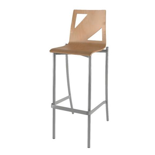Mobidecor - Tabouret haut Best 4 pieds - Assise Hêtre 80cm - Piétement Gris Acier - Éco-responsable