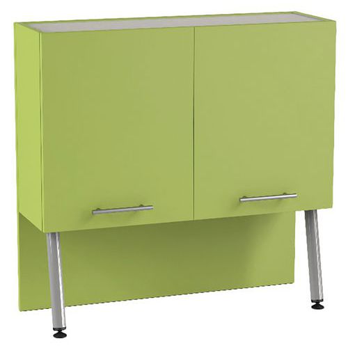 Mobidecor - Vaisselier Ella 2 portes - Vert Anis Gris - 90cm L x 87cm H - Éco-responsable