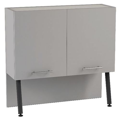 Mobidecor - Vaisselier Ella 2 portes Gris Perle - Noir Sablé - 90x87x29cm - Éco-responsable, PEFC