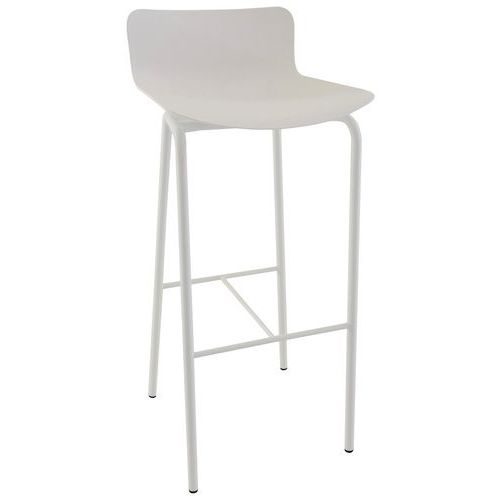 Tabouret haut Popp coque blanche piètement blanc - Assise Polycarbonate 76cm - Résistant au feu M1 - Idéal restauration