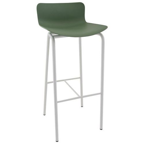 Tabouret Haut Popp Coque Amande - Piètement Blanc