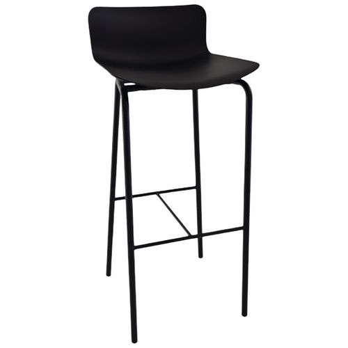 Tabouret haut Popp coque noire - Piètement noir - Assise 76 cm - Polycarbonate - M1