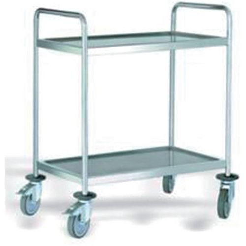 Guéridon En Inox Soudé Avec Poignée 2 Plateaux 800x500 Mm